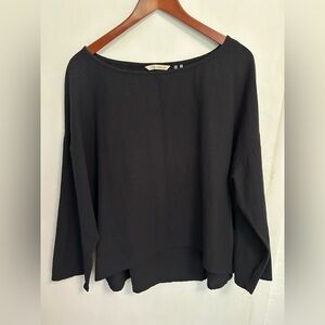 Soft Surroundings High Low Breezy Gauze Pullover Blouse Womens L Petite Black